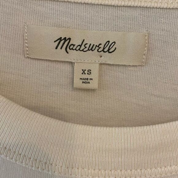 Madewell Sz XS Beige Tiered Eyelet Statement Long Sleeves Soft Cotton T-Shirt - Picture 6 of 6